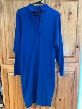 VINTAGE Le Crillon Royal Blue Button-Front Tunic Dress, size 4 - EUC